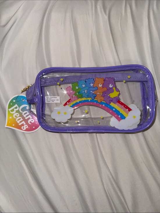Care Bears Handbags - NWT Care Bears Rainbow Clear Pouch Makeup Bag Pencil Case Purple Waterproof New